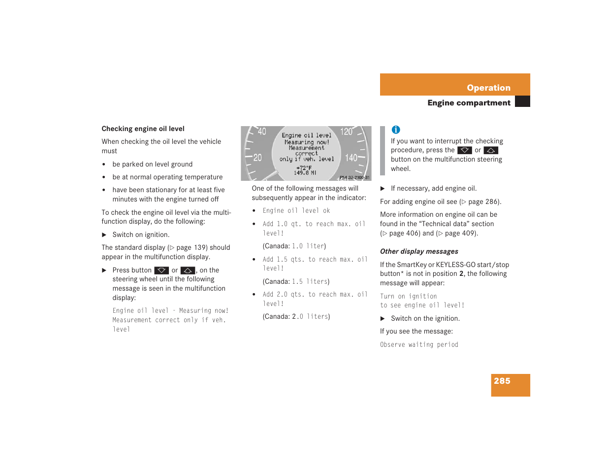 285 operation | Mercedes-Benz 2004 E 55 AMG User Manual | Page 286 / 451