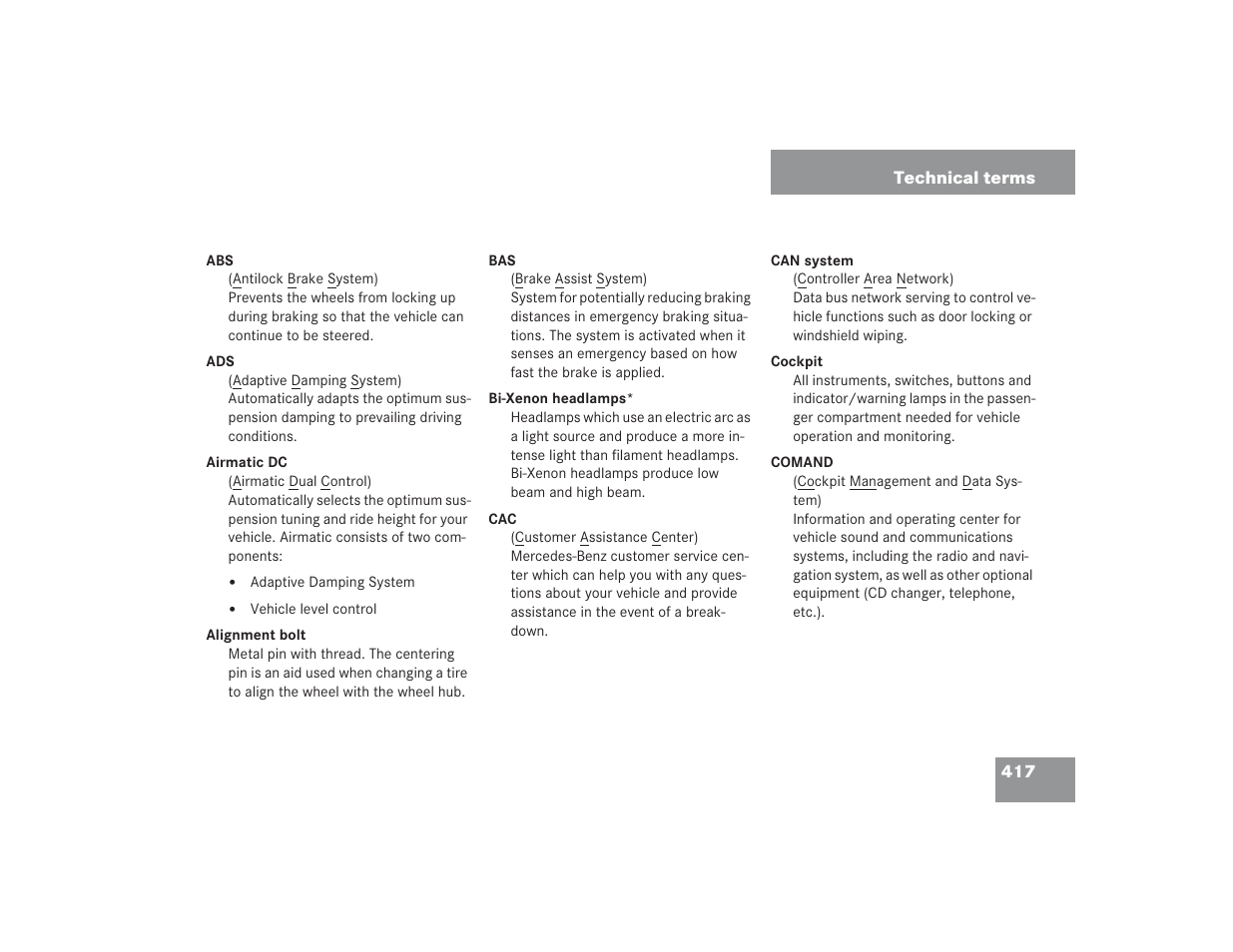 Mercedes-Benz 2004 E 55 AMG User Manual | Page 418 / 451