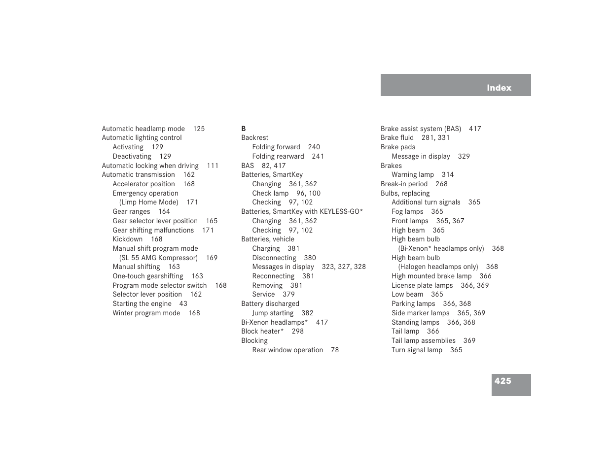 Mercedes-Benz 2004 E 55 AMG User Manual | Page 426 / 451