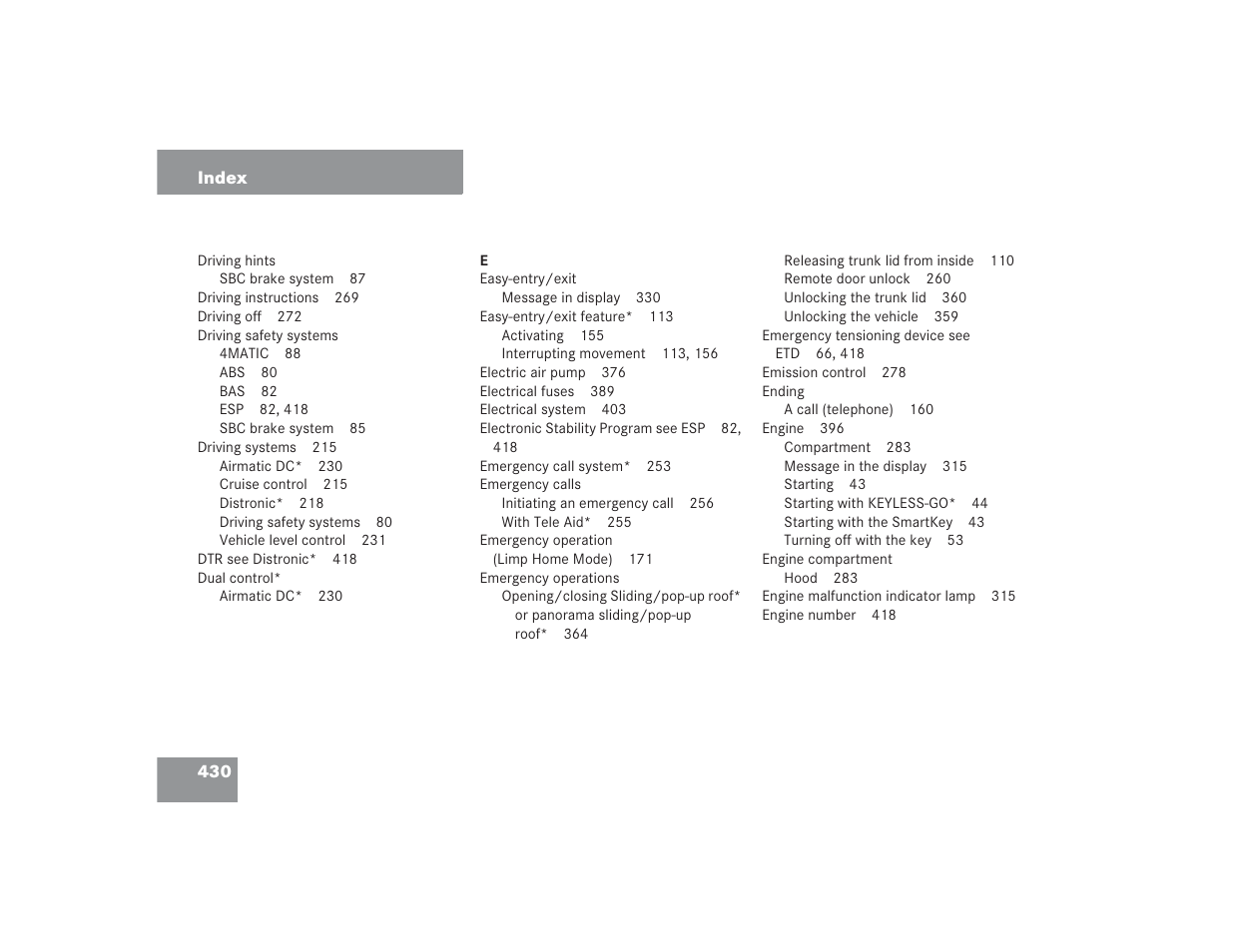 Mercedes-Benz 2004 E 55 AMG User Manual | Page 431 / 451