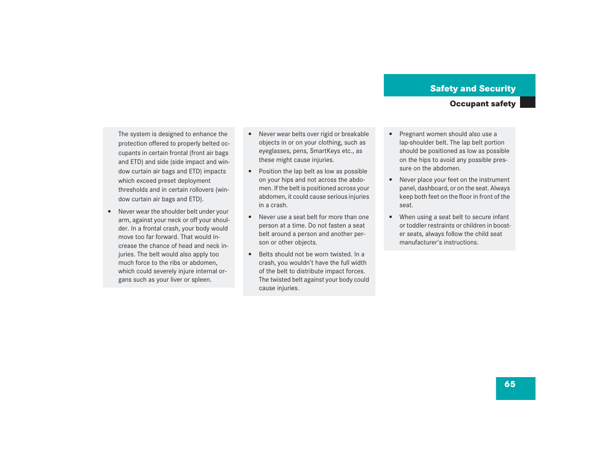 65 safety and security | Mercedes-Benz 2004 E 55 AMG User Manual | Page 66 / 451