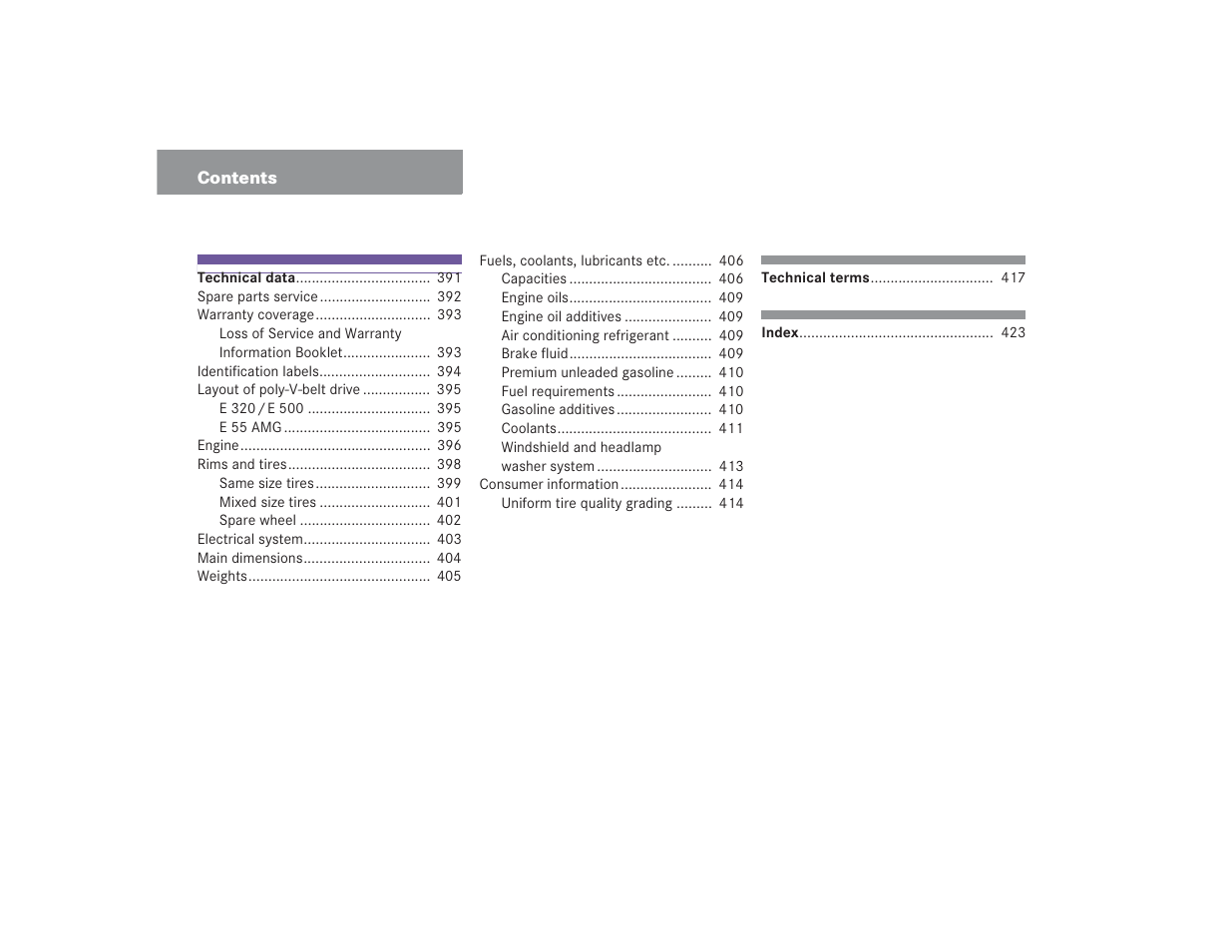 Mercedes-Benz 2004 E 55 AMG User Manual | Page 9 / 451