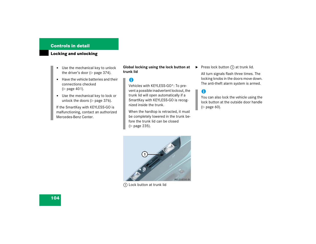 Mercedes-Benz SL-Class User Manual | Page 106 / 474