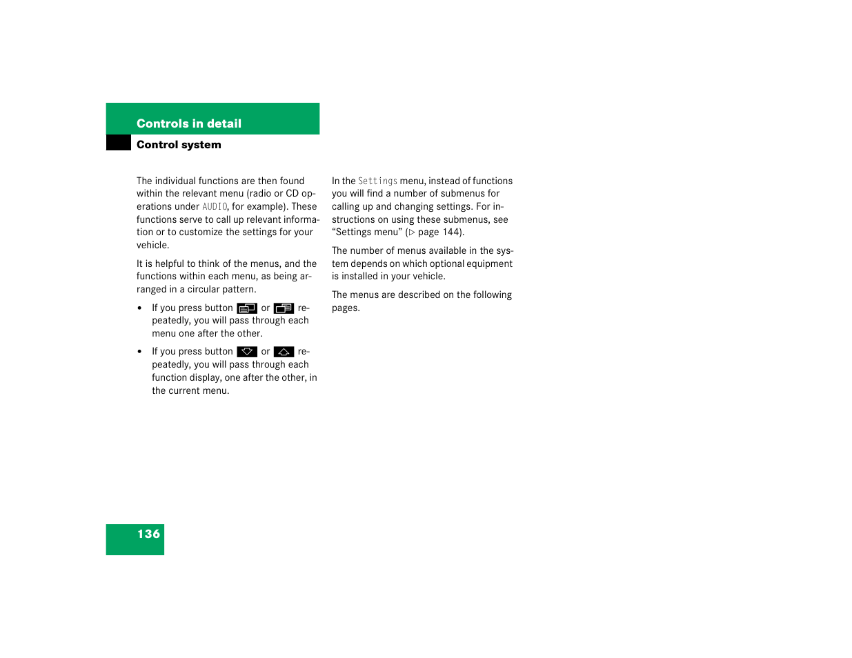 Mercedes-Benz SL-Class User Manual | Page 138 / 474