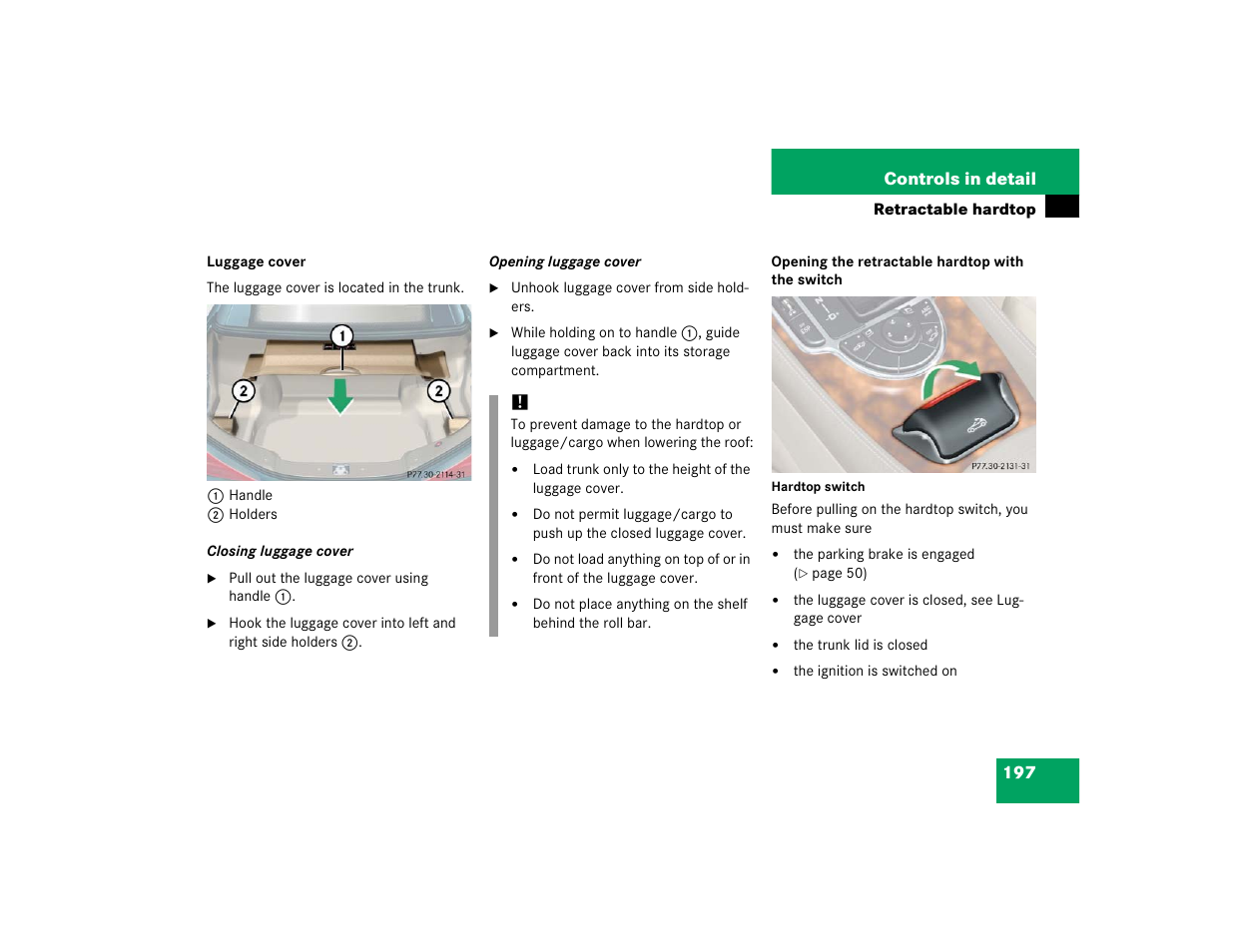 Mercedes-Benz SL-Class User Manual | Page 199 / 474