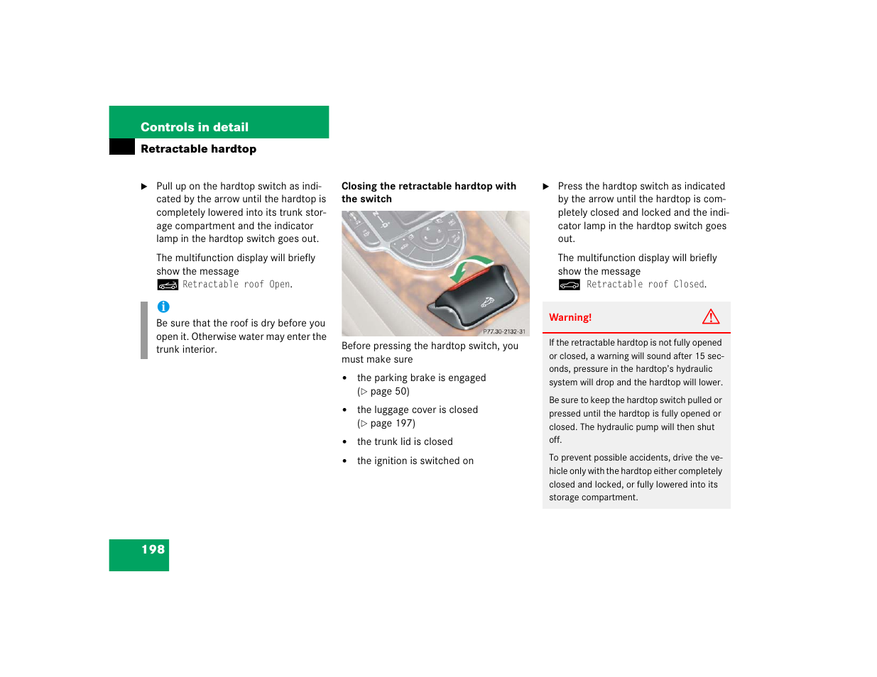 Mercedes-Benz SL-Class User Manual | Page 200 / 474
