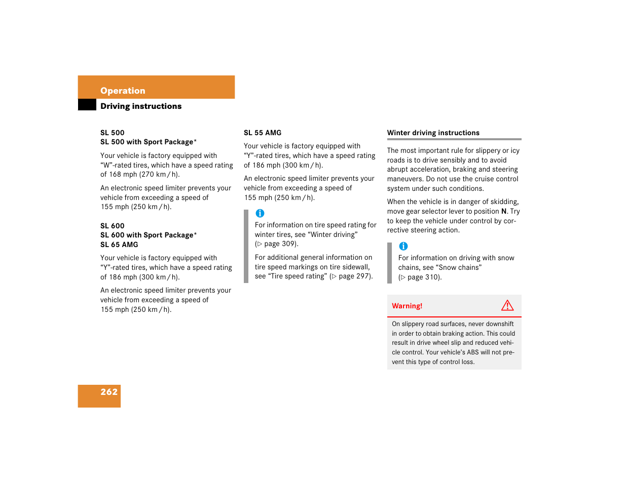 Mercedes-Benz SL-Class User Manual | Page 264 / 474