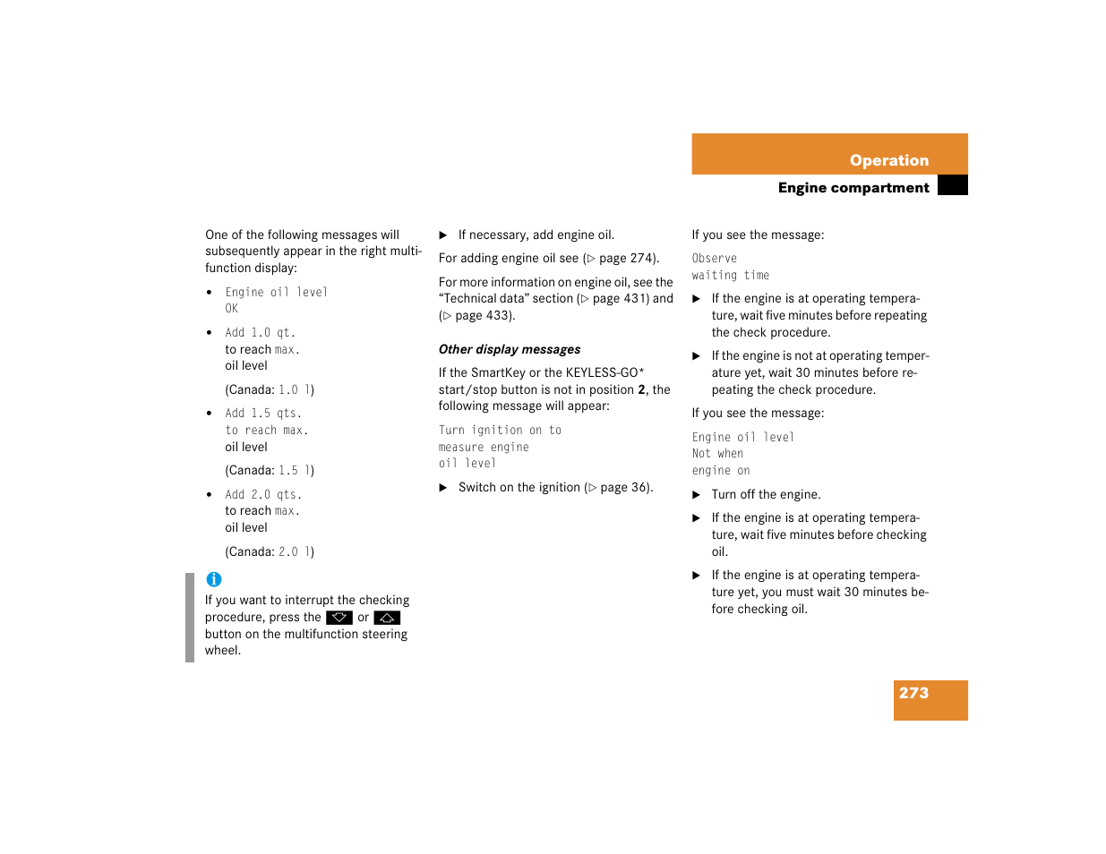 273 operation | Mercedes-Benz SL-Class User Manual | Page 275 / 474