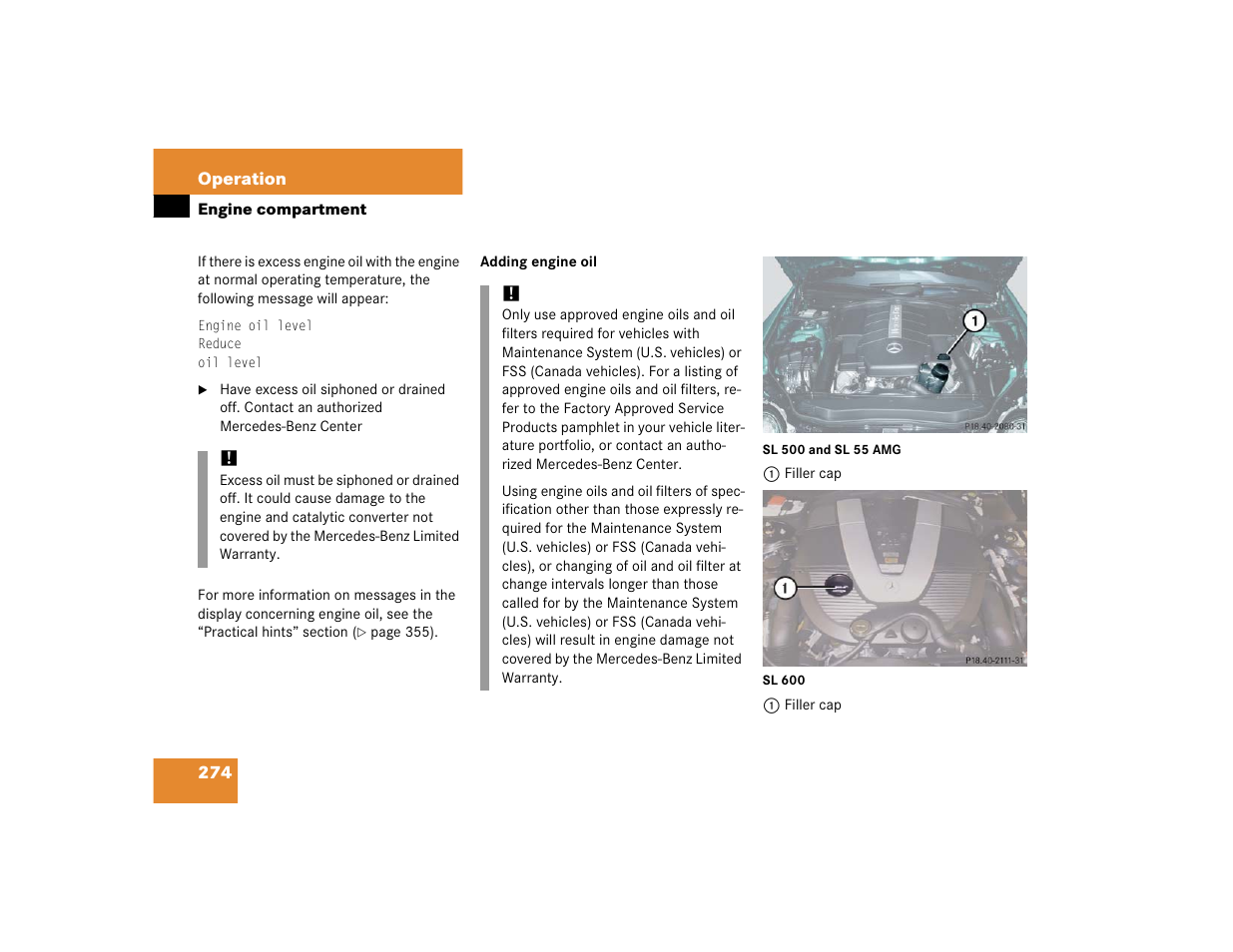 Mercedes-Benz SL-Class User Manual | Page 276 / 474