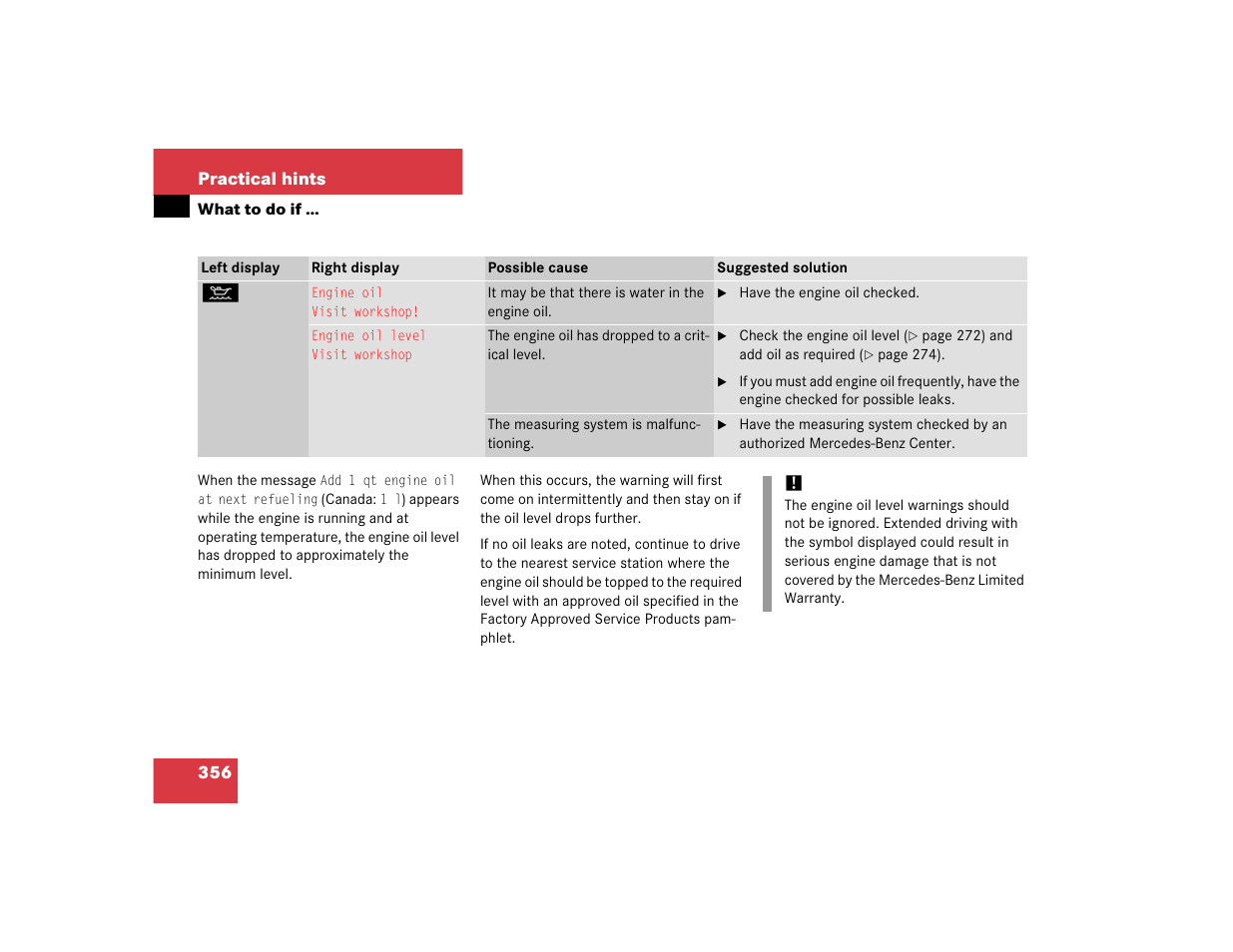 Mercedes-Benz SL-Class User Manual | Page 358 / 474
