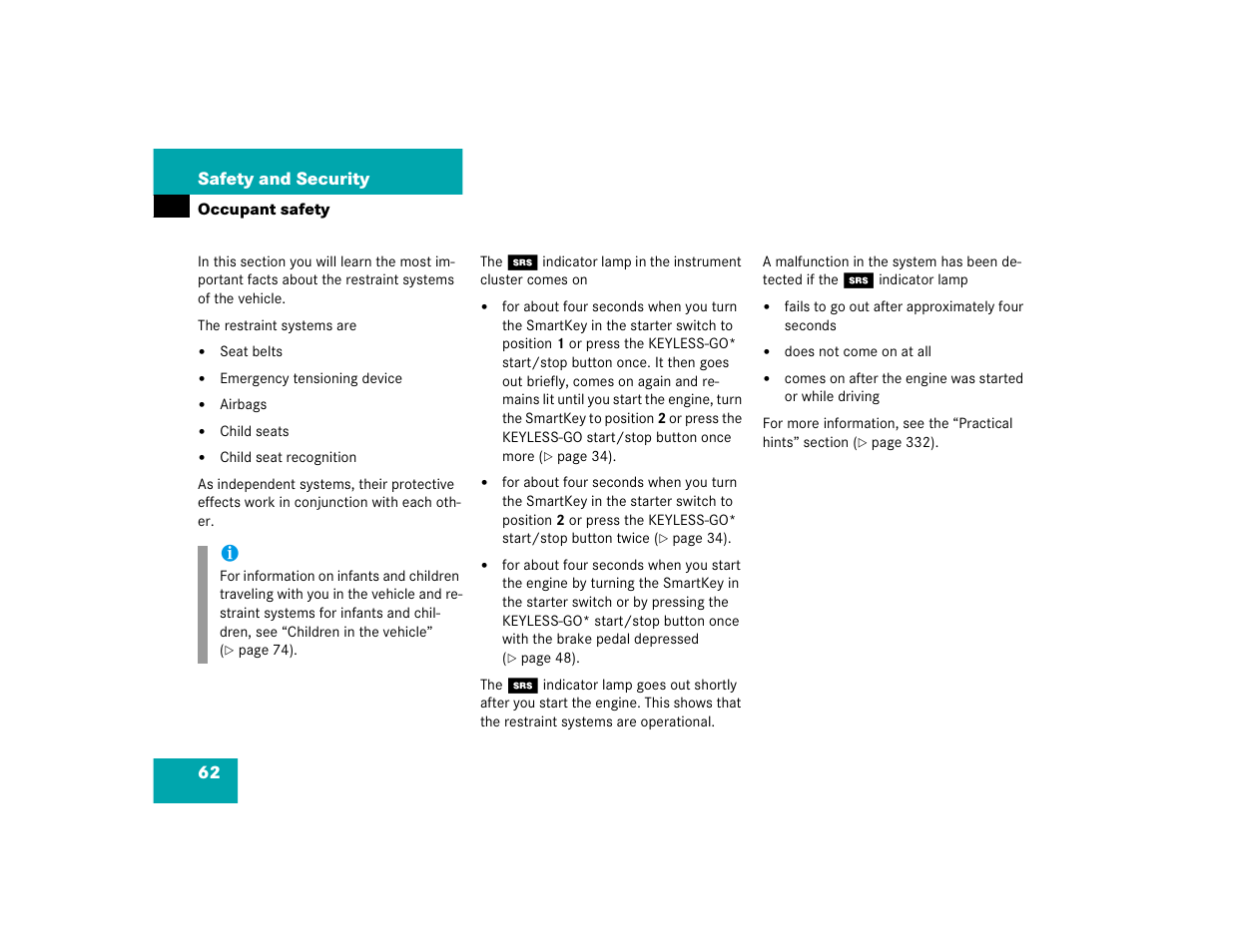 Mercedes-Benz SL-Class User Manual | Page 64 / 474