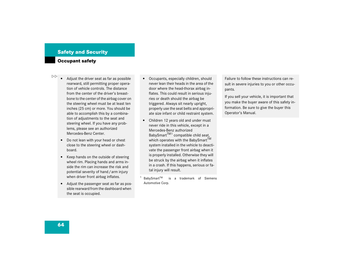 64 safety and security | Mercedes-Benz SL-Class User Manual | Page 66 / 474