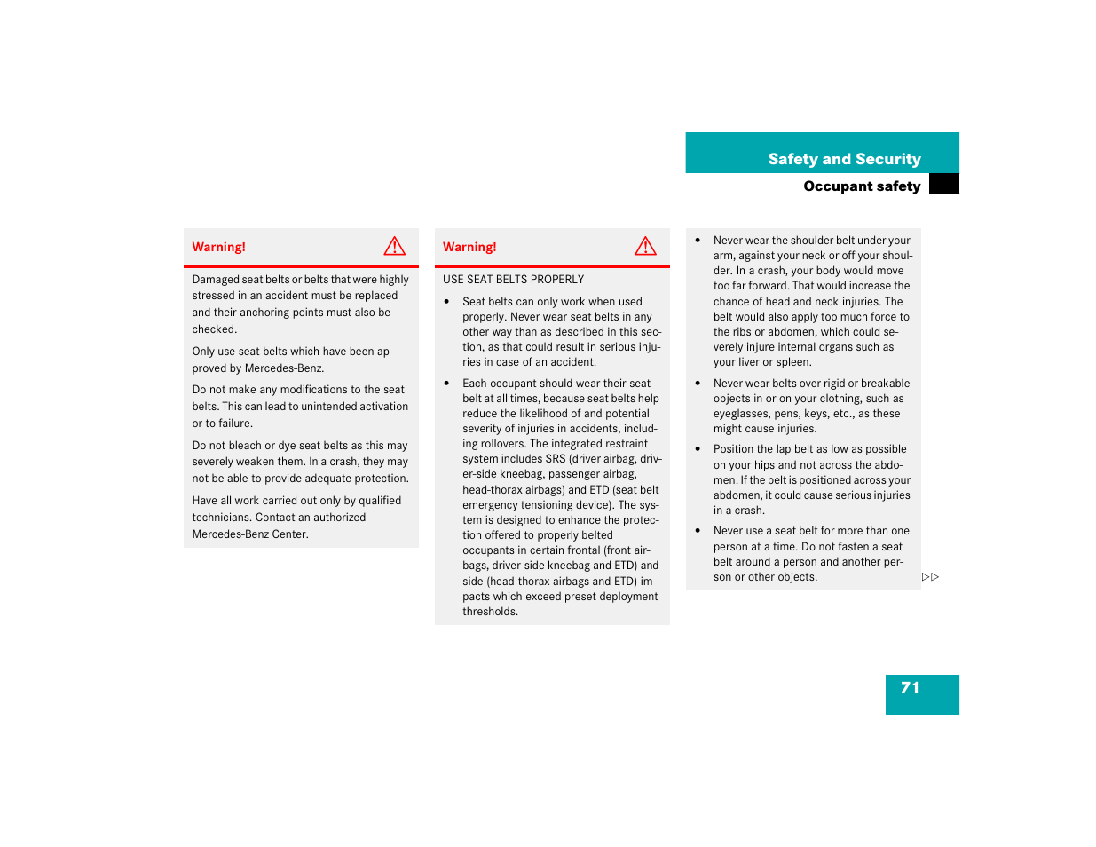 Mercedes-Benz SL-Class User Manual | Page 73 / 474