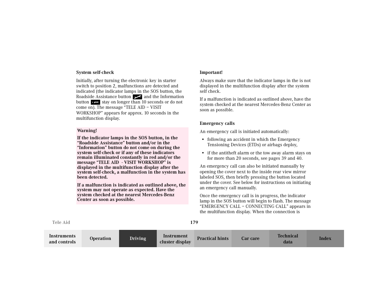 Mercedes-Benz 2003 CLK 430 User Manual | Page 182 / 341