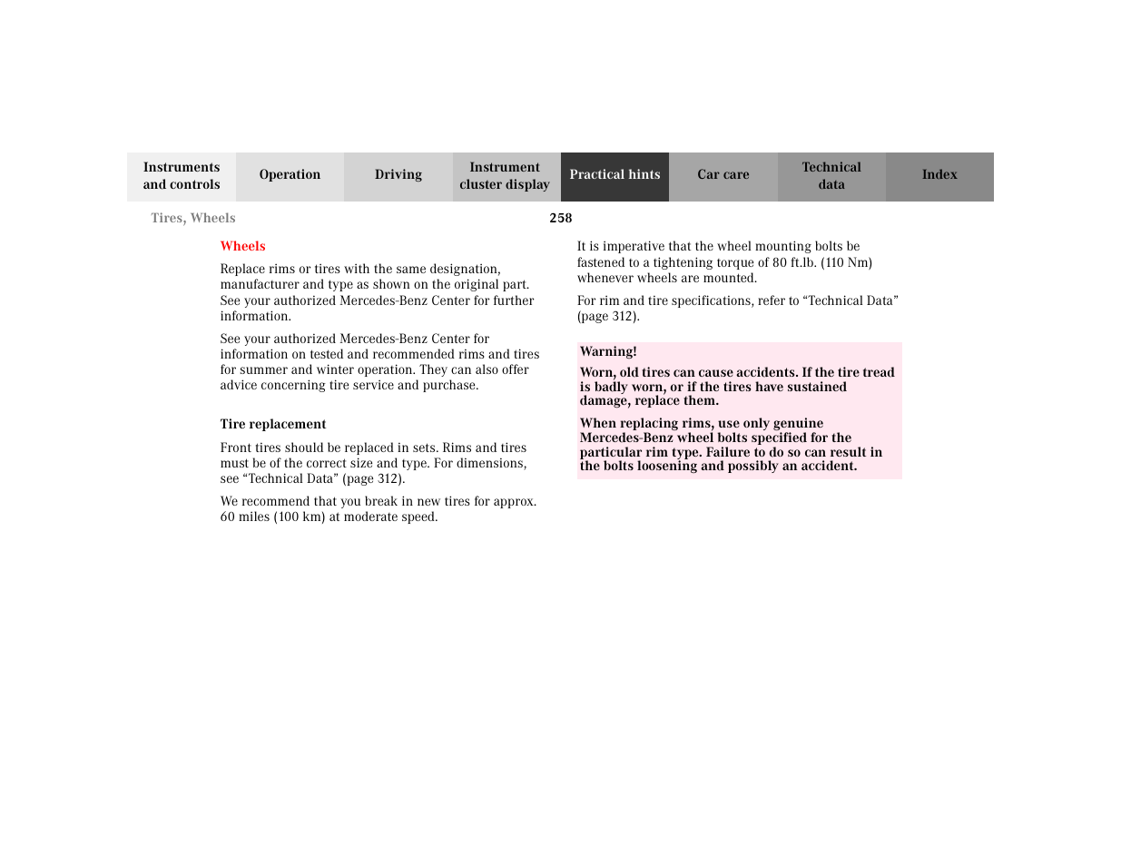 Mercedes-Benz 2003 CLK 430 User Manual | Page 261 / 341