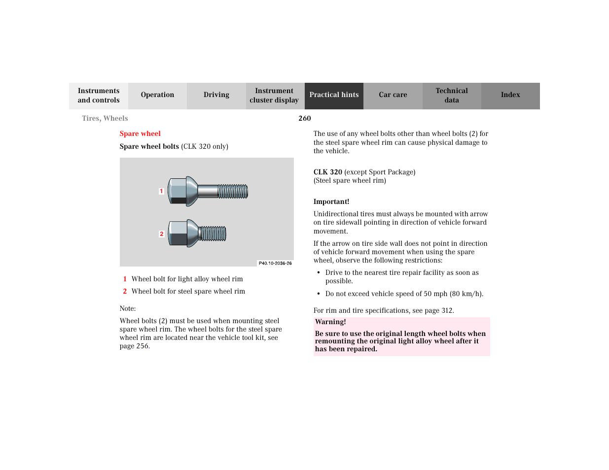 Mercedes-Benz 2003 CLK 430 User Manual | Page 263 / 341