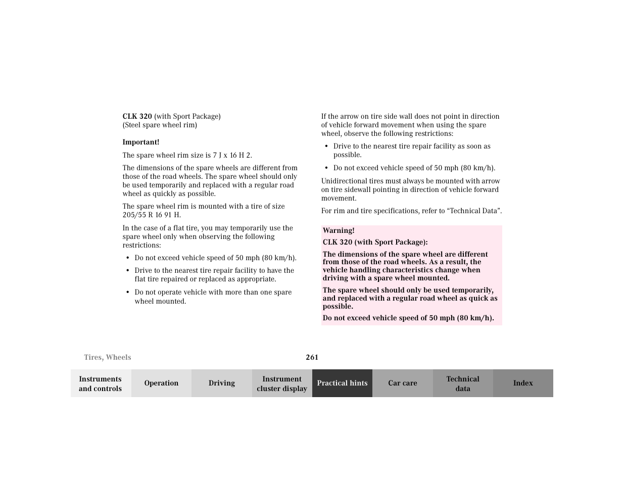 Mercedes-Benz 2003 CLK 430 User Manual | Page 264 / 341
