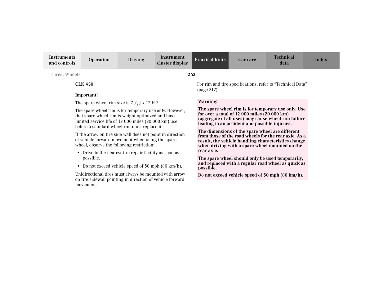 Mercedes-Benz 2003 CLK 430 User Manual | Page 265 / 341