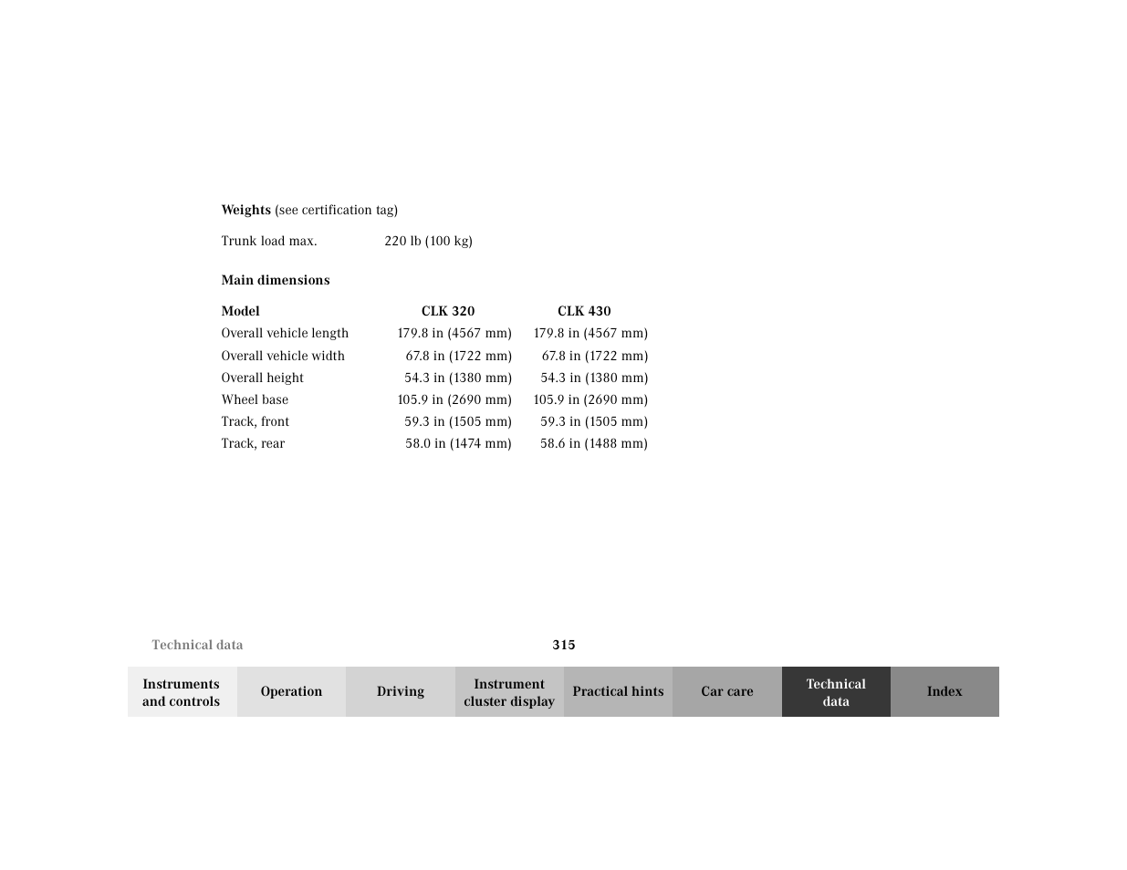 Mercedes-Benz 2003 CLK 430 User Manual | Page 318 / 341