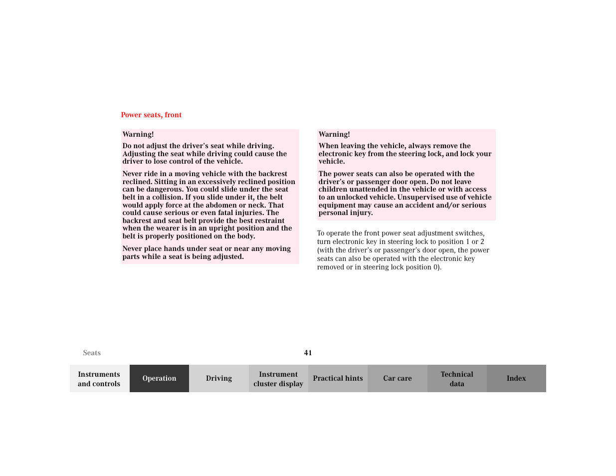 Mercedes-Benz 2003 CLK 430 User Manual | Page 44 / 341