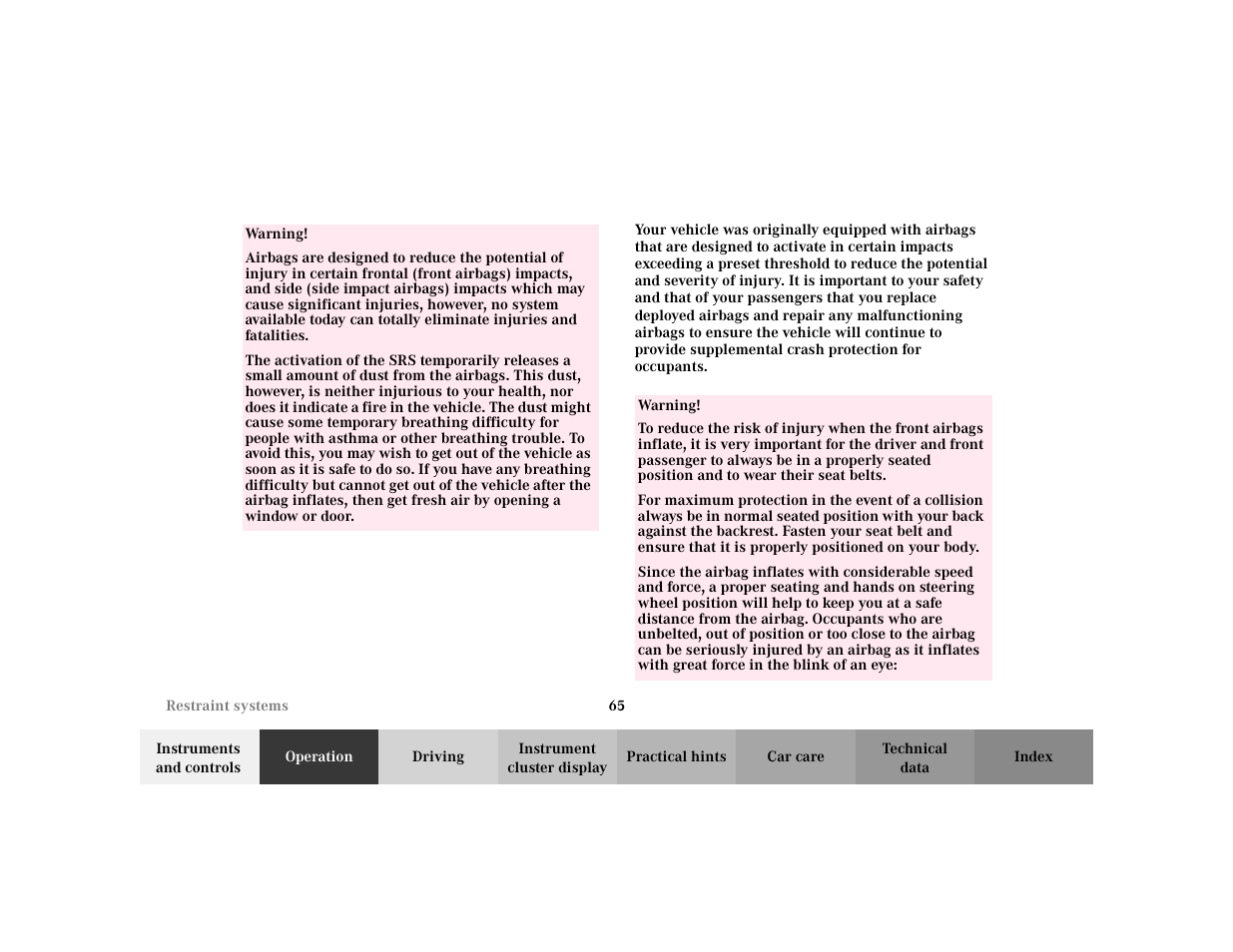 Mercedes-Benz 2003 CLK 430 User Manual | Page 68 / 341