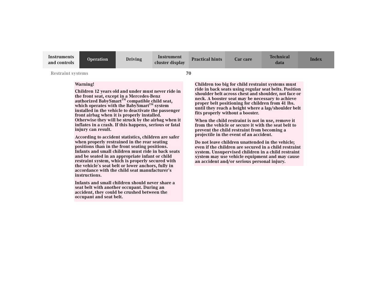 Mercedes-Benz 2003 CLK 430 User Manual | Page 73 / 341