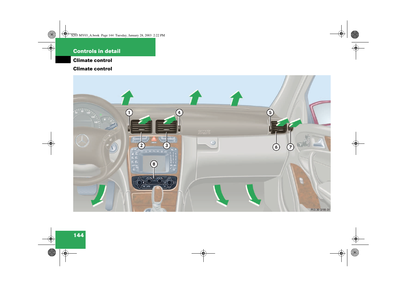 Climate control | Mercedes-Benz 2003 C 240 4MATIC User Manual | Page 138 / 370