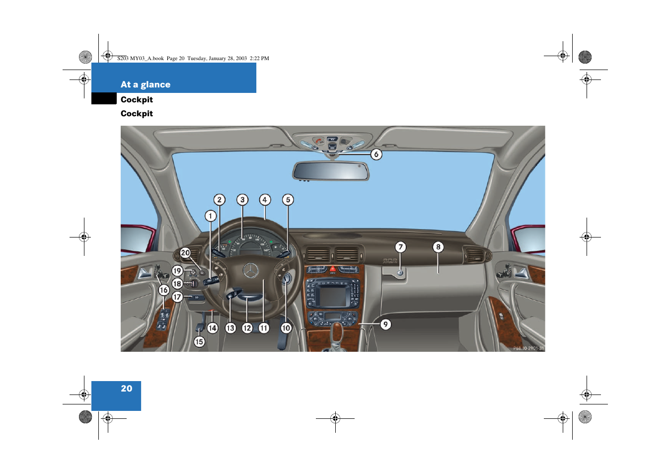Cockpit;instruments and controls see cockpit, Cockpit | Mercedes-Benz 2003 C 240 4MATIC User Manual | Page 14 / 370
