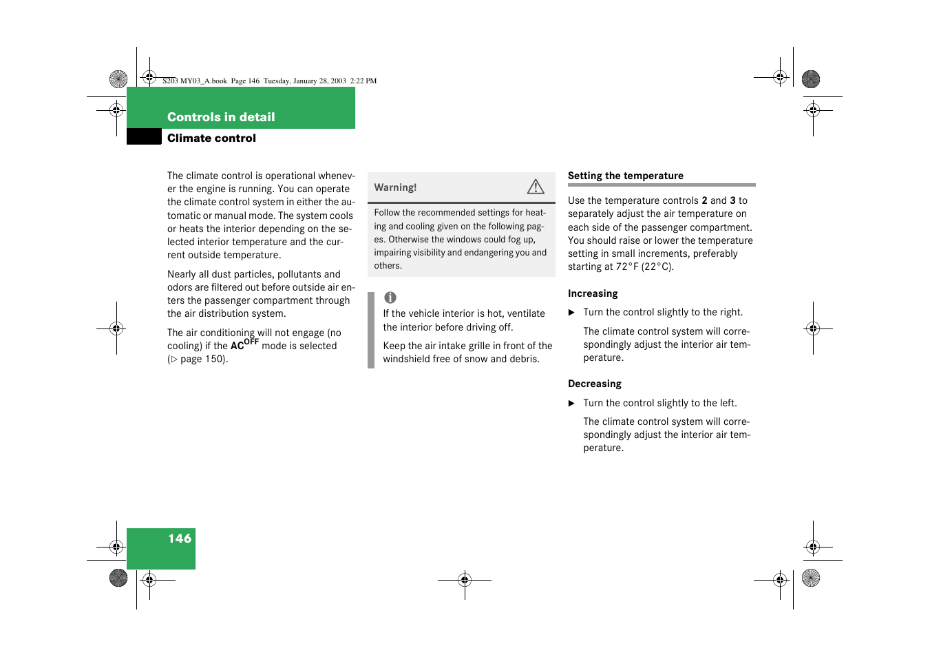 Mercedes-Benz 2003 C 240 4MATIC User Manual | Page 140 / 370