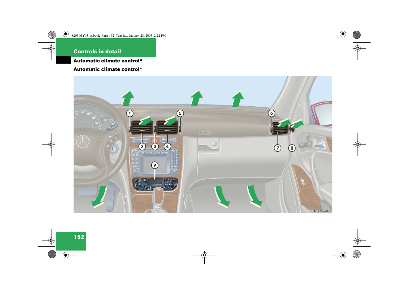 Automatic climate control | Mercedes-Benz 2003 C 240 4MATIC User Manual | Page 146 / 370