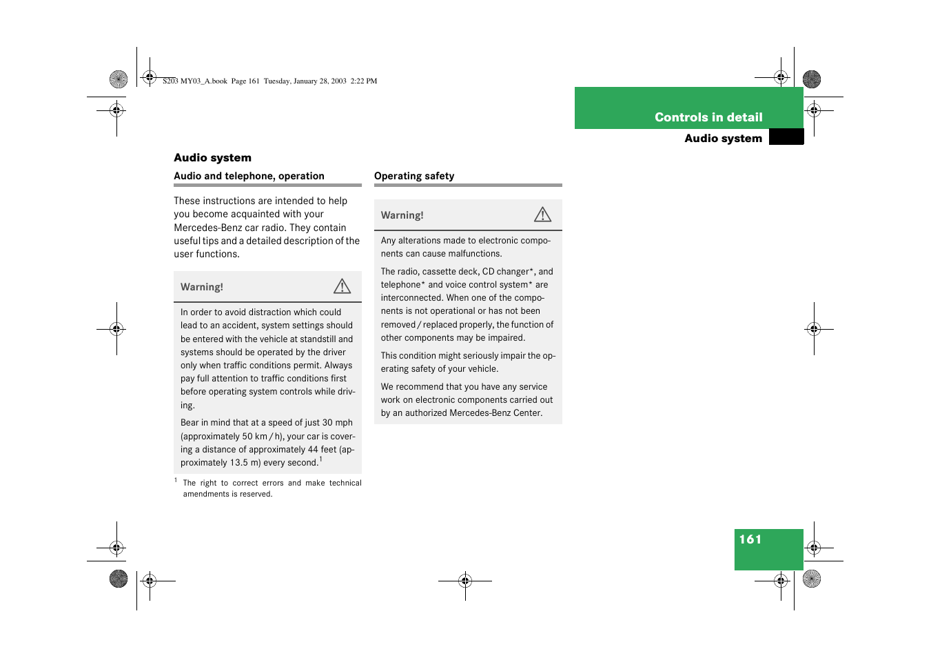 Audio systems, Audio system | Mercedes-Benz 2003 C 240 4MATIC User Manual | Page 155 / 370