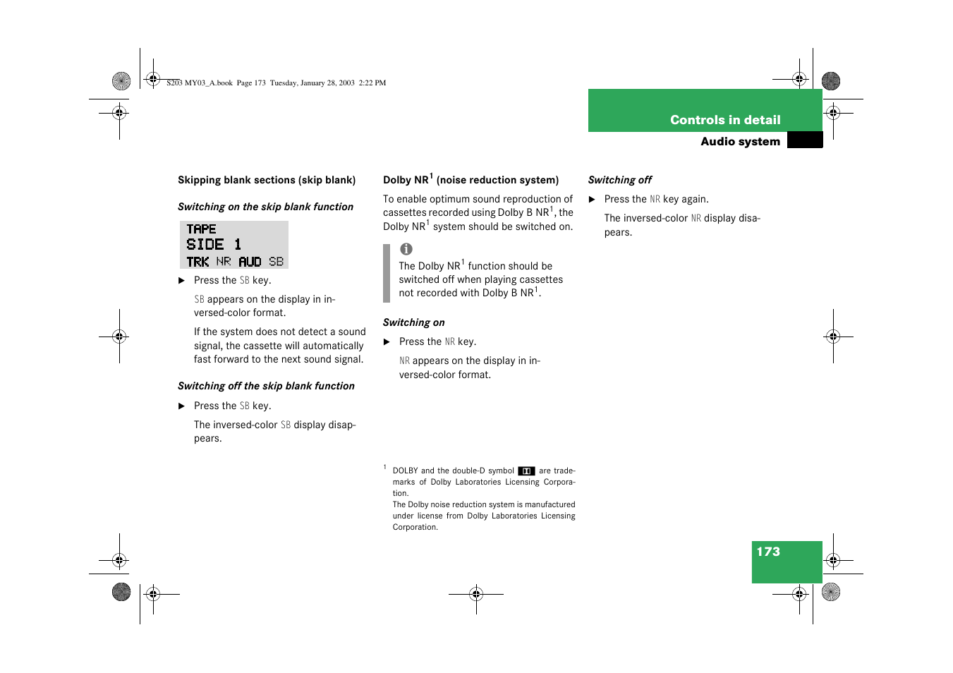 Mercedes-Benz 2003 C 240 4MATIC User Manual | Page 167 / 370
