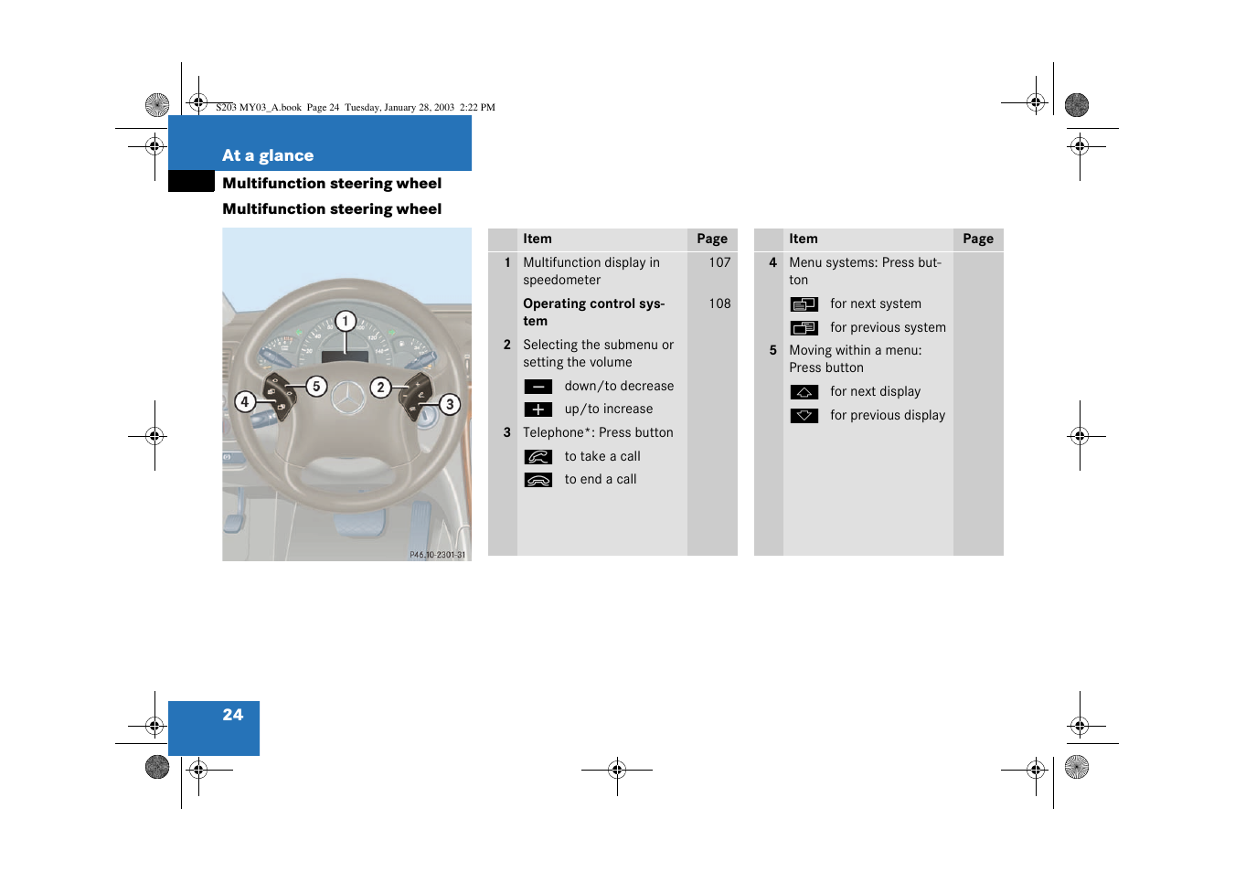 Multifunction steering wheel | Mercedes-Benz 2003 C 240 4MATIC User Manual | Page 18 / 370