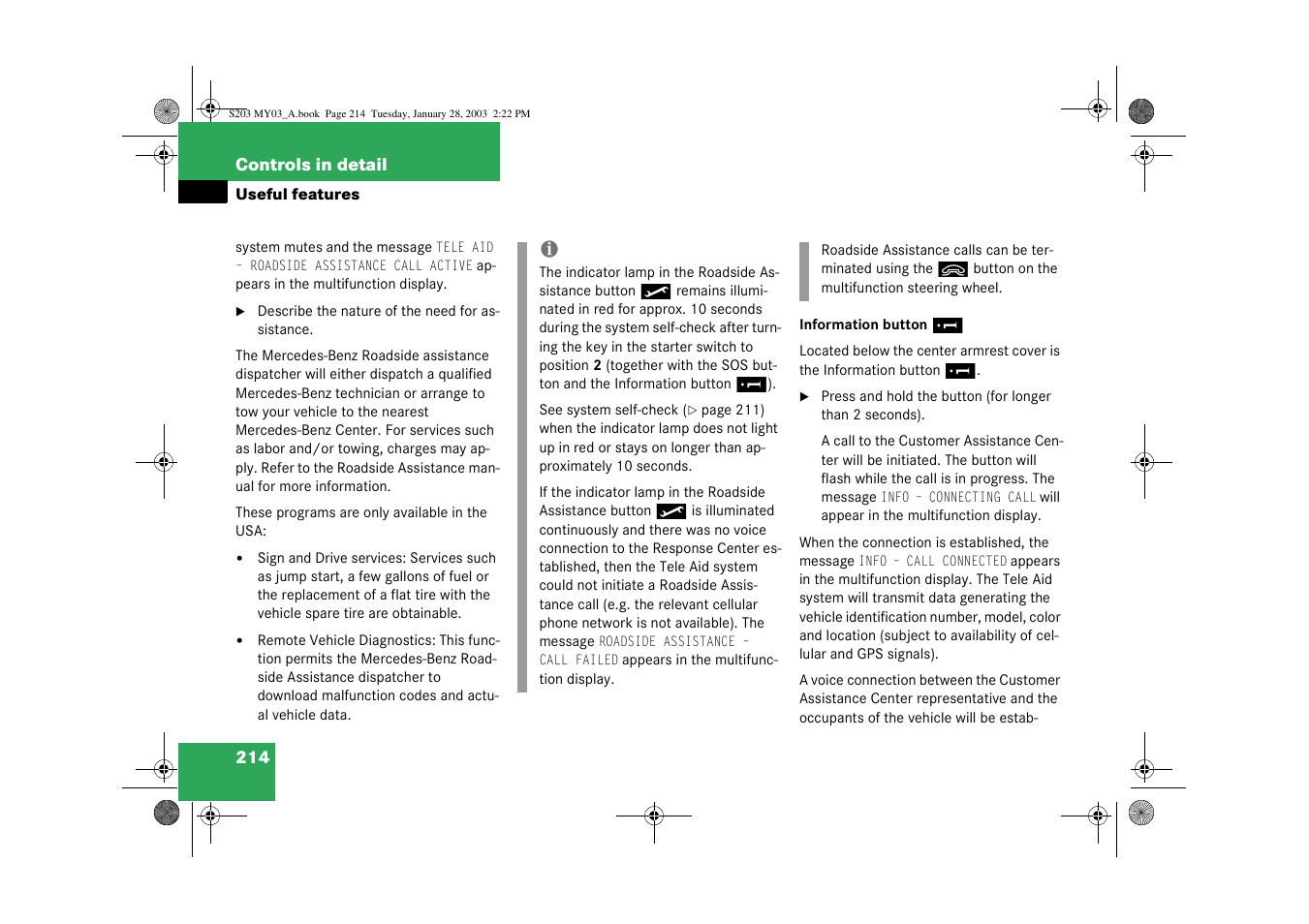 Mercedes-Benz 2003 C 240 4MATIC User Manual | Page 208 / 370