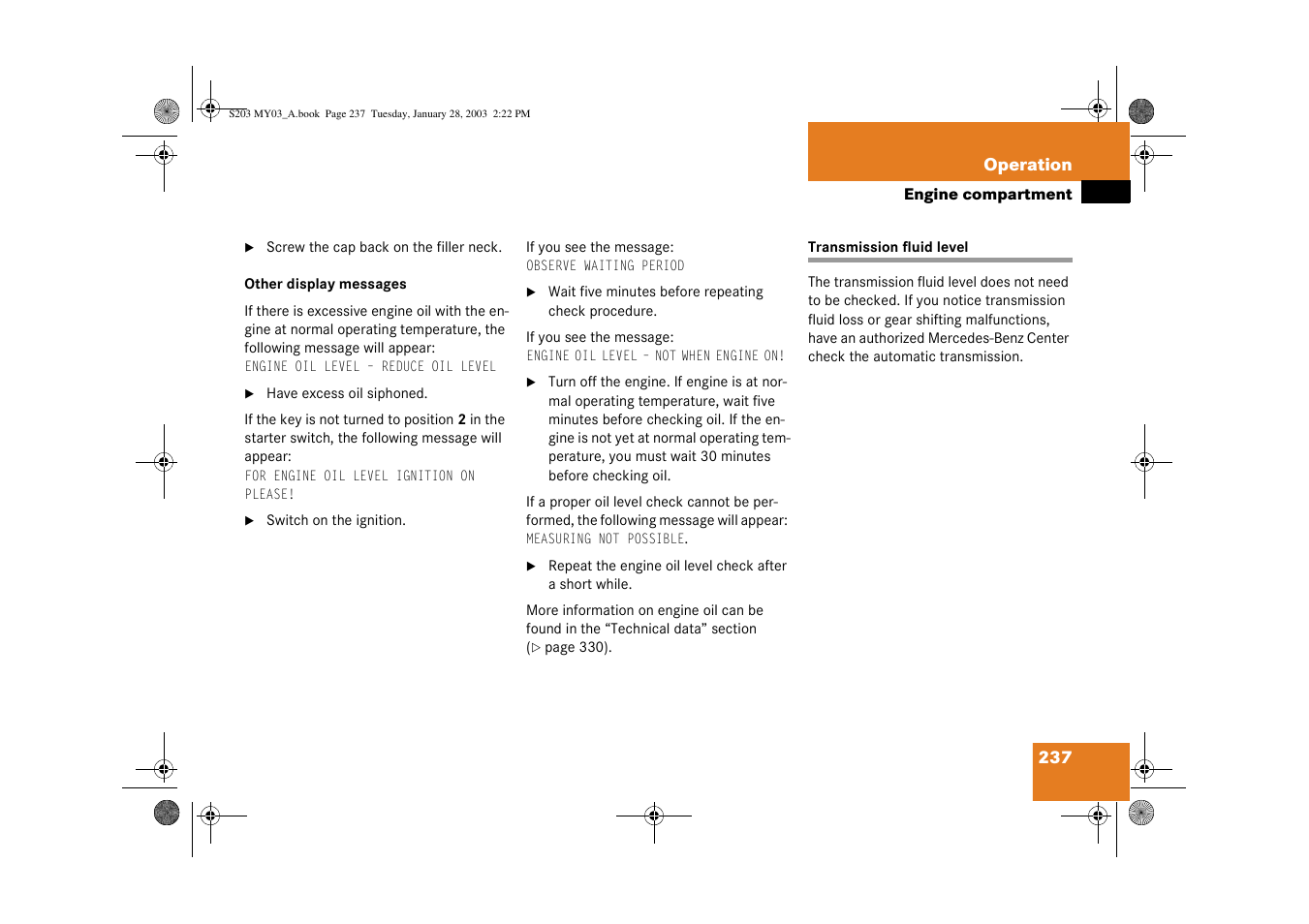 Mercedes-Benz 2003 C 240 4MATIC User Manual | Page 231 / 370