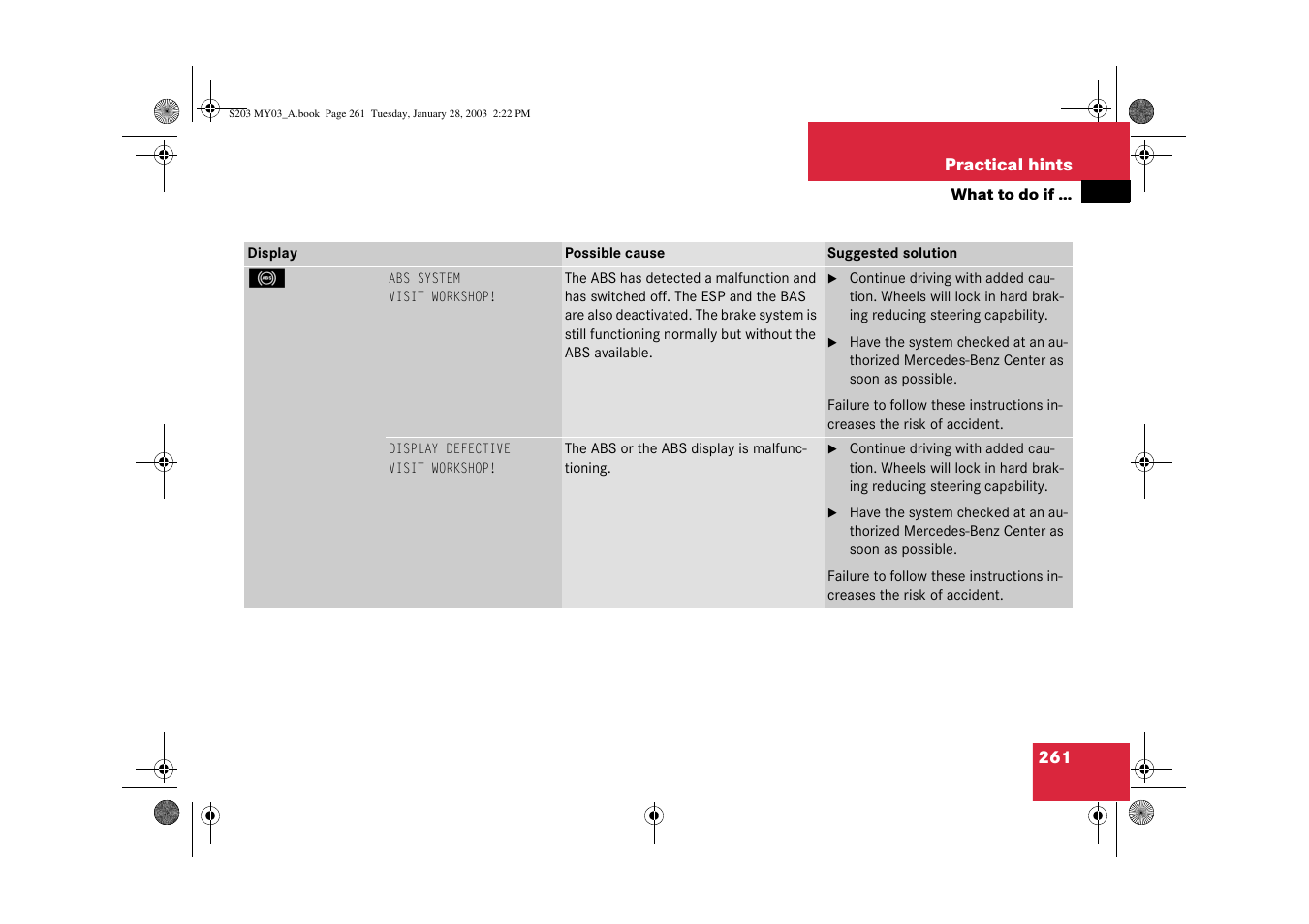 Mercedes-Benz 2003 C 240 4MATIC User Manual | Page 255 / 370