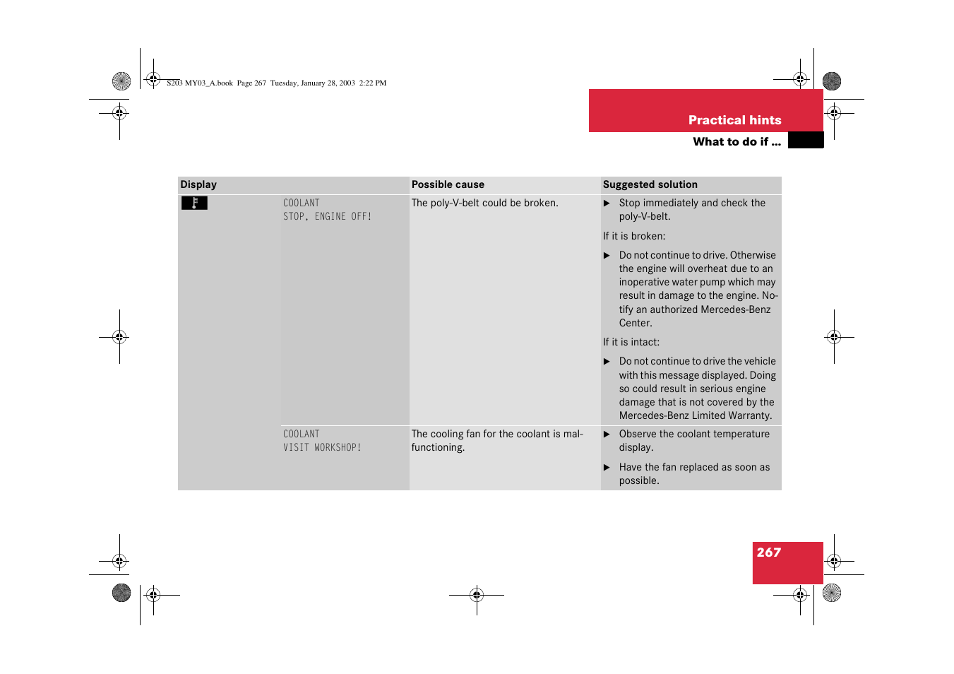 Mercedes-Benz 2003 C 240 4MATIC User Manual | Page 261 / 370