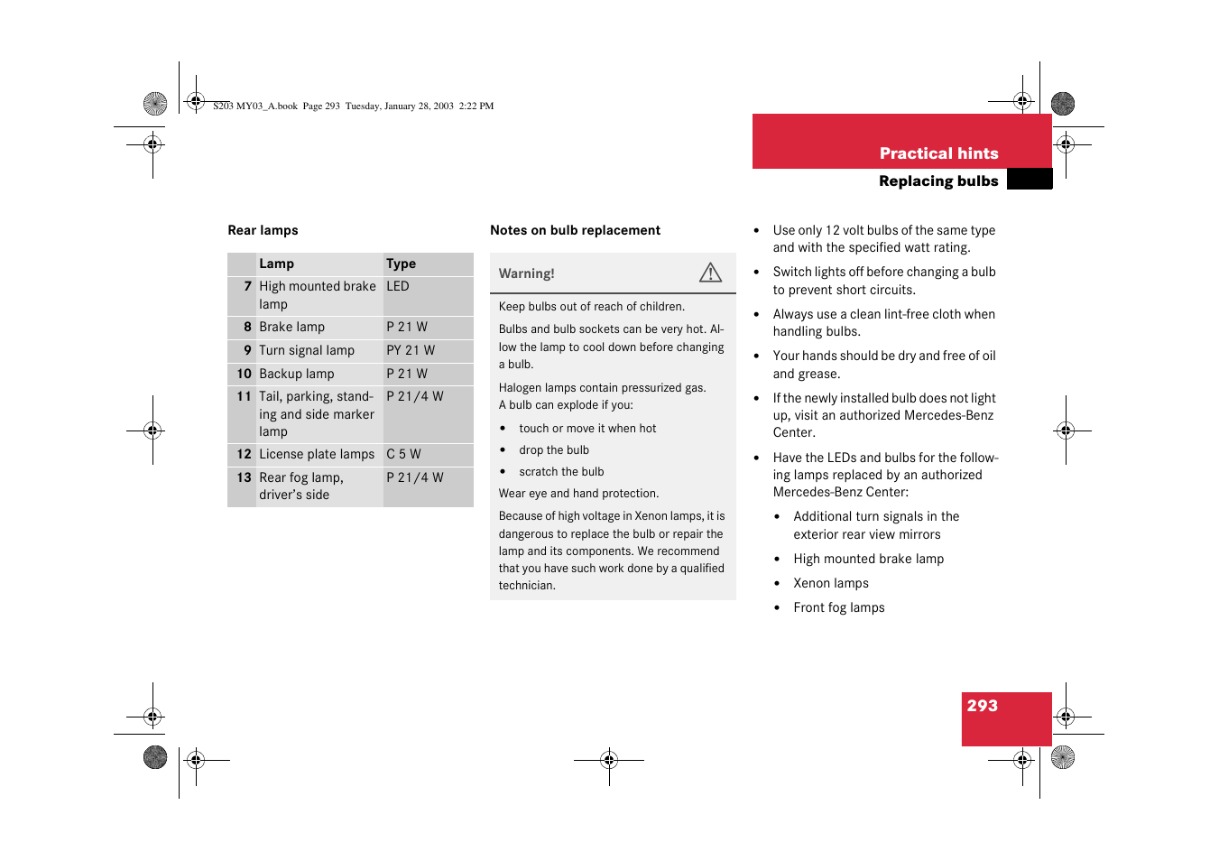 Mercedes-Benz 2003 C 240 4MATIC User Manual | Page 287 / 370