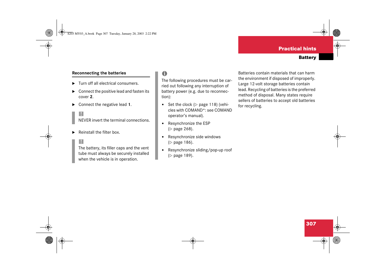 Mercedes-Benz 2003 C 240 4MATIC User Manual | Page 301 / 370