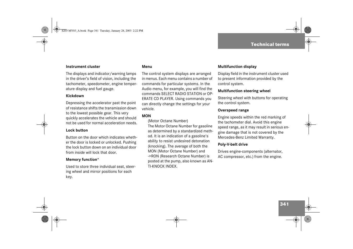 Mercedes-Benz 2003 C 240 4MATIC User Manual | Page 335 / 370