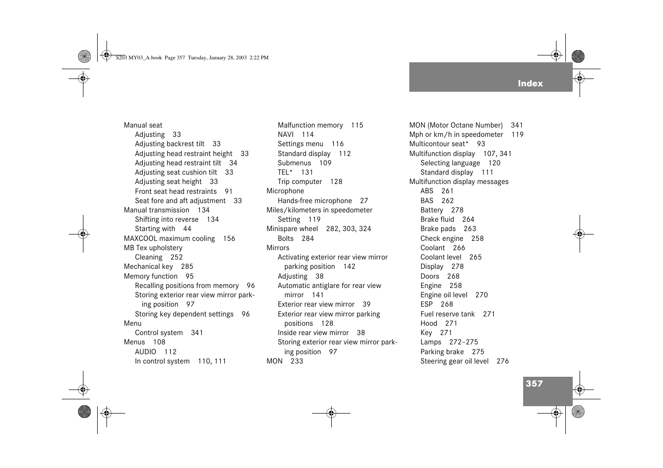Mercedes-Benz 2003 C 240 4MATIC User Manual | Page 351 / 370