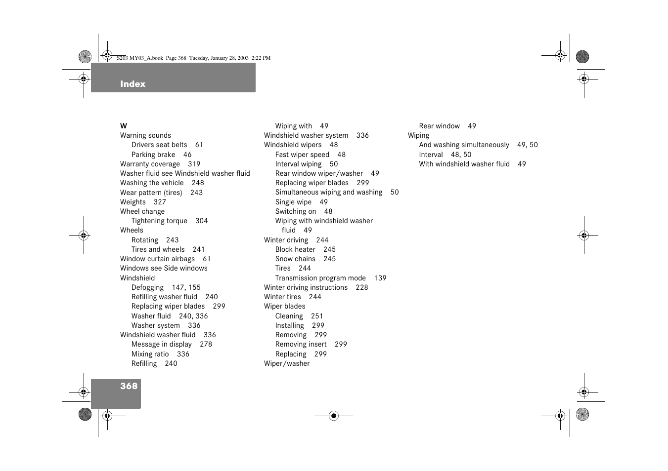 Mercedes-Benz 2003 C 240 4MATIC User Manual | Page 362 / 370