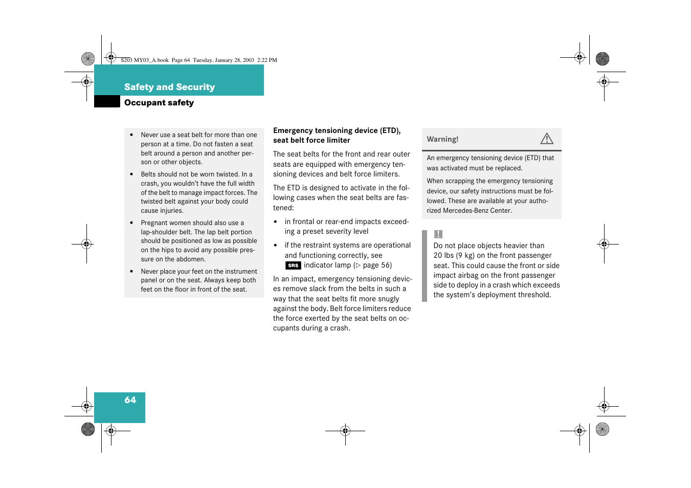 Mercedes-Benz 2003 C 240 4MATIC User Manual | Page 58 / 370