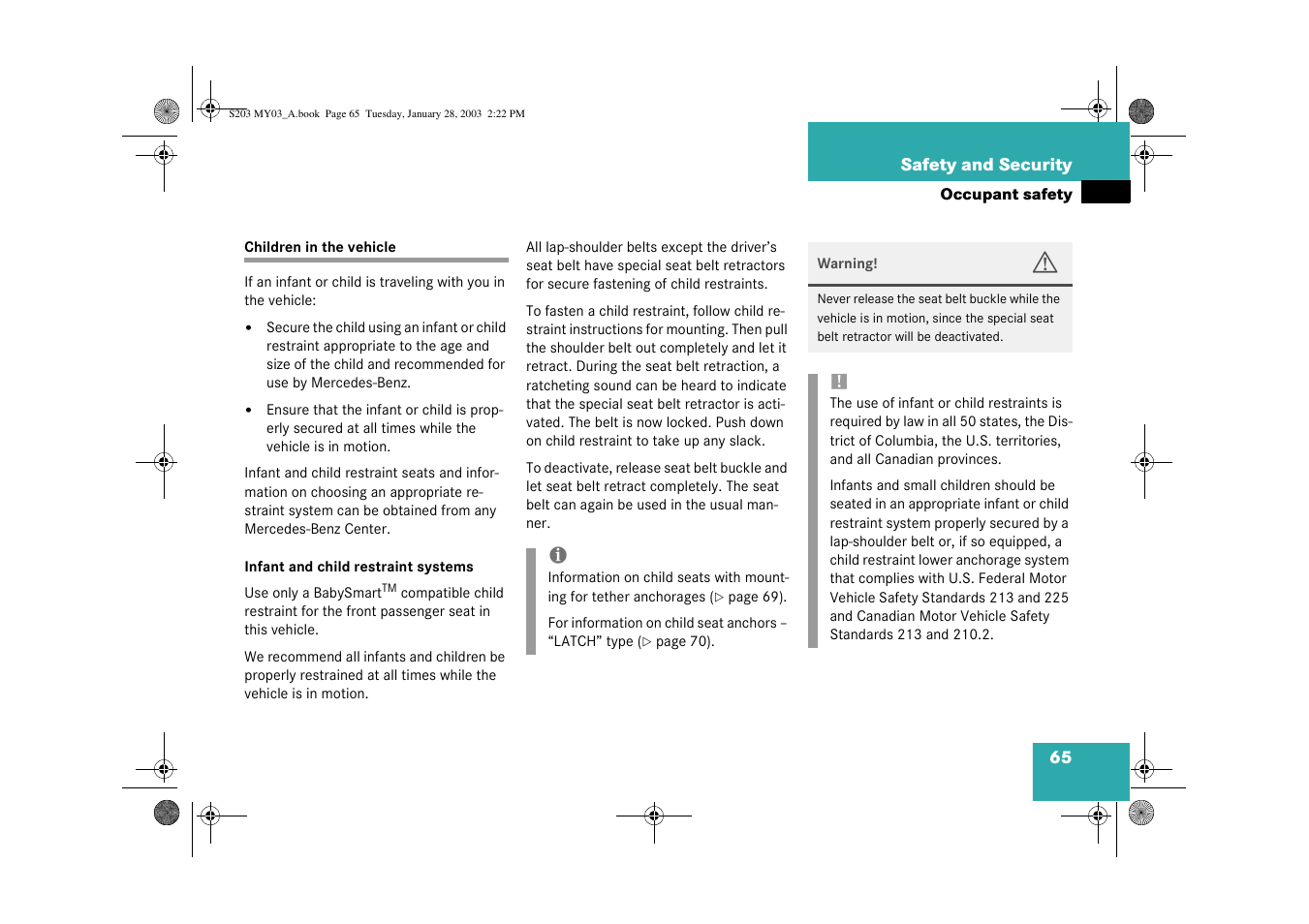 See “children in the vehicle | Mercedes-Benz 2003 C 240 4MATIC User Manual | Page 59 / 370