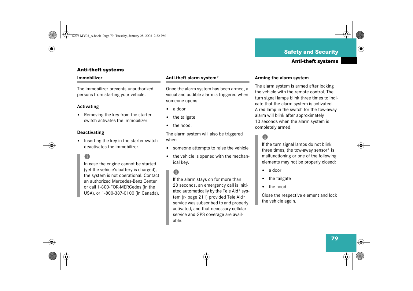 Anti-theft systems, Immobilizer;activating:immobilizer | Mercedes-Benz 2003 C 240 4MATIC User Manual | Page 73 / 370