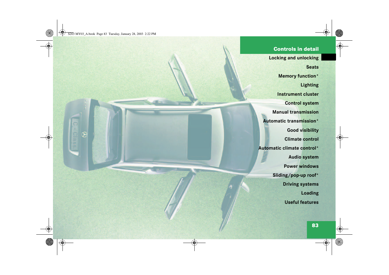 Controls in detail | Mercedes-Benz 2003 C 240 4MATIC User Manual | Page 77 / 370