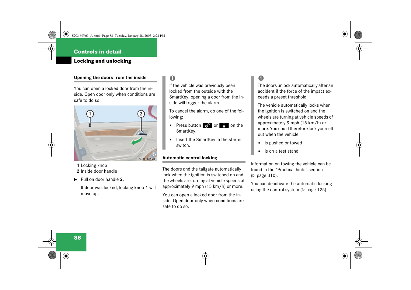 Automatic locking when driving | Mercedes-Benz 2003 C 240 4MATIC User Manual | Page 82 / 370