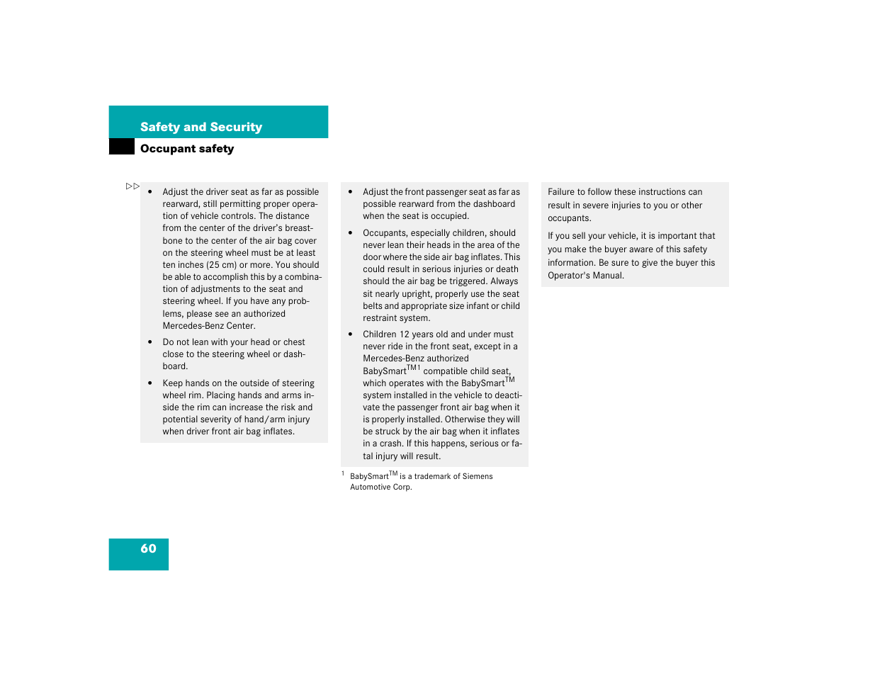 60 safety and security | Mercedes-Benz pmn User Manual | Page 62 / 442