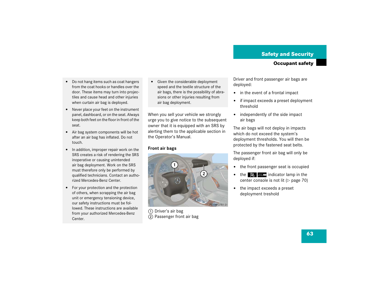 63 safety and security | Mercedes-Benz pmn User Manual | Page 65 / 442