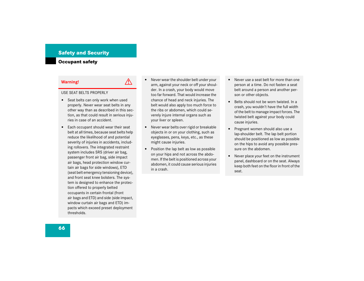66 safety and security | Mercedes-Benz pmn User Manual | Page 68 / 442